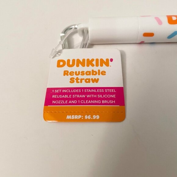 Extendable Dunkin Donut Reusable Straw Carrying Case and Cleaning Brush - Picture 2 of 13
